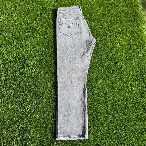Levi's 501 Premium Crop Jeans - Straight Leg in Gray Worn in - Picture 12 of 13